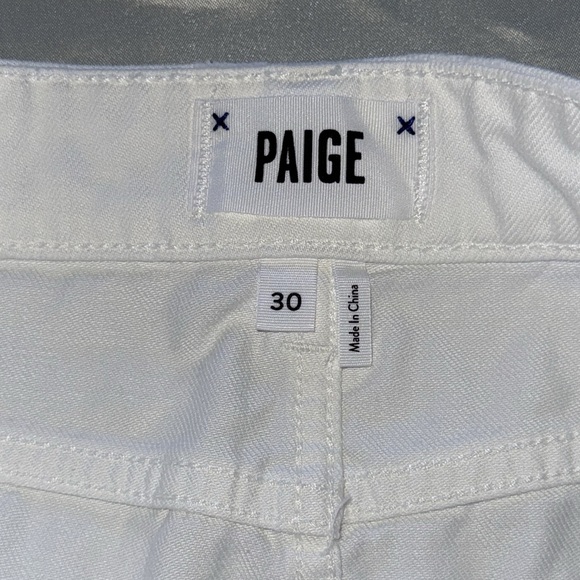 Aideen White Button-Front Denim Mini Skirt Stretch Cotton Blend Raw Hem Sz 10 - Picture 4 of 14